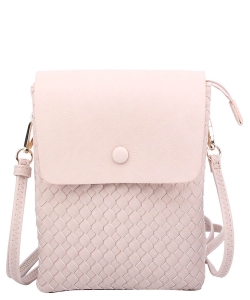 Fashion Woven Flapover Crossbody Bag WU113 NUDE